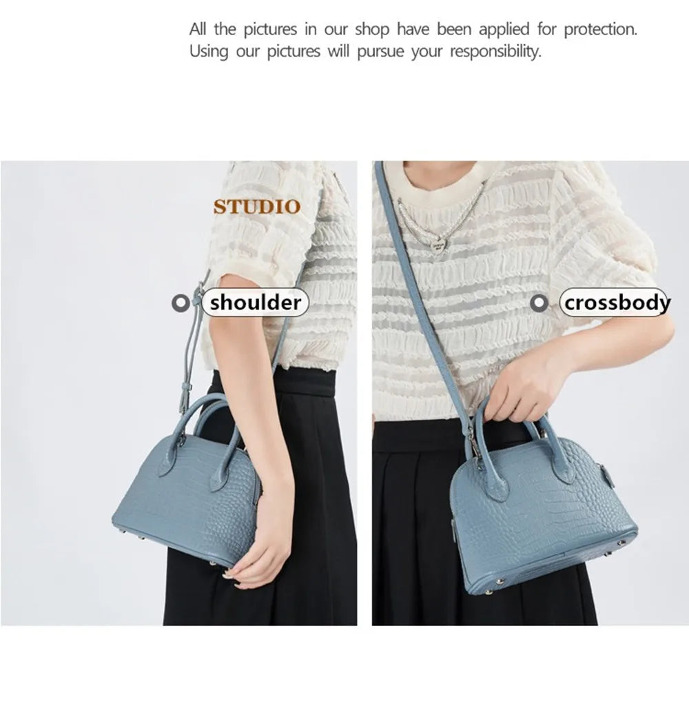 Crocodile Pattern Leather Purses Women's Handbags Small Shoulder Crossbody Bag Girls Luxury Fashion Portable Shell Bags