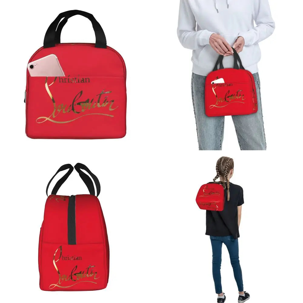 Christians High Heels Louboutins Insulated Lunch Bags Thermal Bag Meal Container Lady Beauty Large Tote Lunch Box Bento Pouch