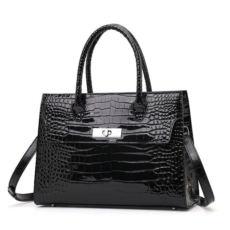 Aidrani  Fashionable crocodile patterned handbag, made of cowhide material, large capacity high luxury women's bag