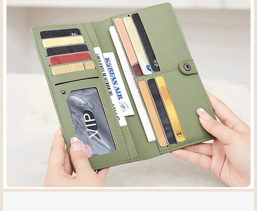 Custom Gold Name Long Women Wallets Rfid Solid Color Hasp Female Wallet Card Holder Luxury Women'S Purses Coin Pocket