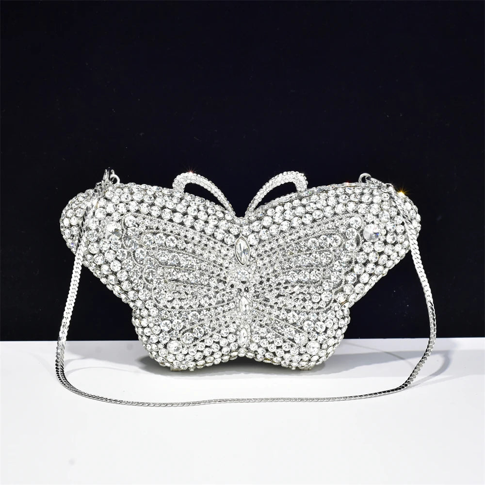 Female Luxury Diamonds Cute Handbags Ladies Bridal Party Gift Butterfly Shape Clutches Elegant Banquet Purse Evening Bags