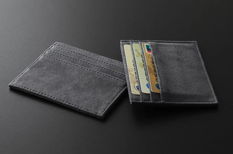 ALCANTARA Card Holder Women & Man Turn fur Luxury Artificial Leather Slim Card Wallet Small Thin Card Package