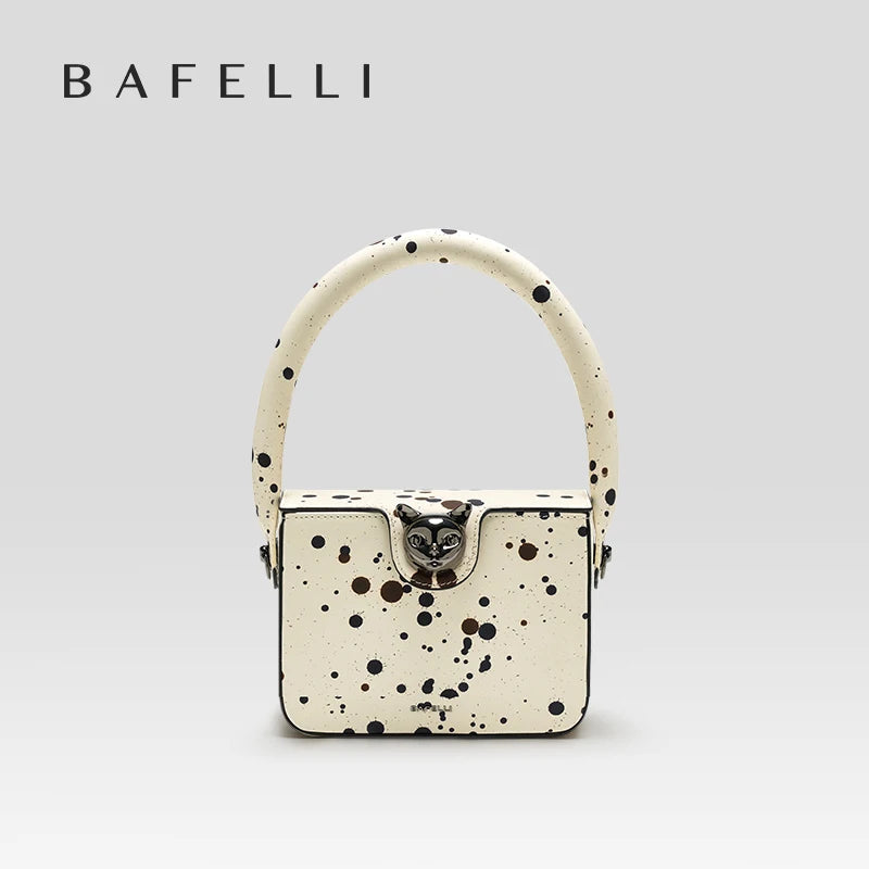 BAFELLI 2024 NEW WOMEN'S HANDBAG BOXY GENUINE LEATHER ORIGINAL DESIGNER LUXURY BRAND CAT SHOULDER FASHION BAGS STYLISH PURSE