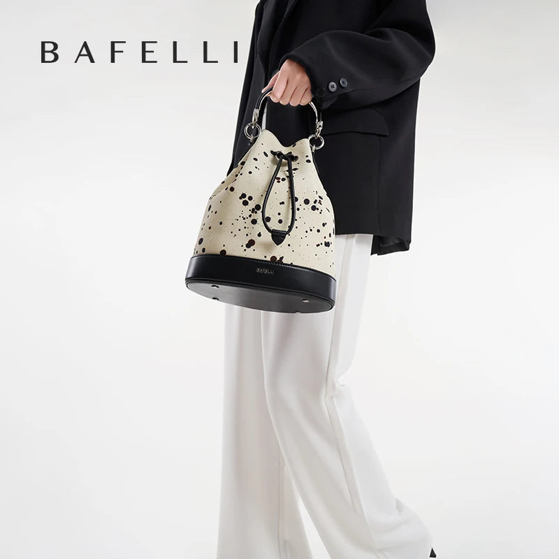 BAFELLI 2023 WOMEN'S NEW HANDBAG LUXURY BRAND SPRING SUMER DESIGNER STYLE STRING LEATHER BUCKET BAGS ORIGINAL TREND PURSE