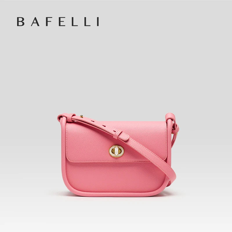 BAFELLI 2024 WOMEN'S NEW TREND LEATHER SADDLE BAGS FASHION STYLE ORIGINAL DESIGNER LUXURY BRAND CASUAL CROSSBODAY PURSE SHOULDER