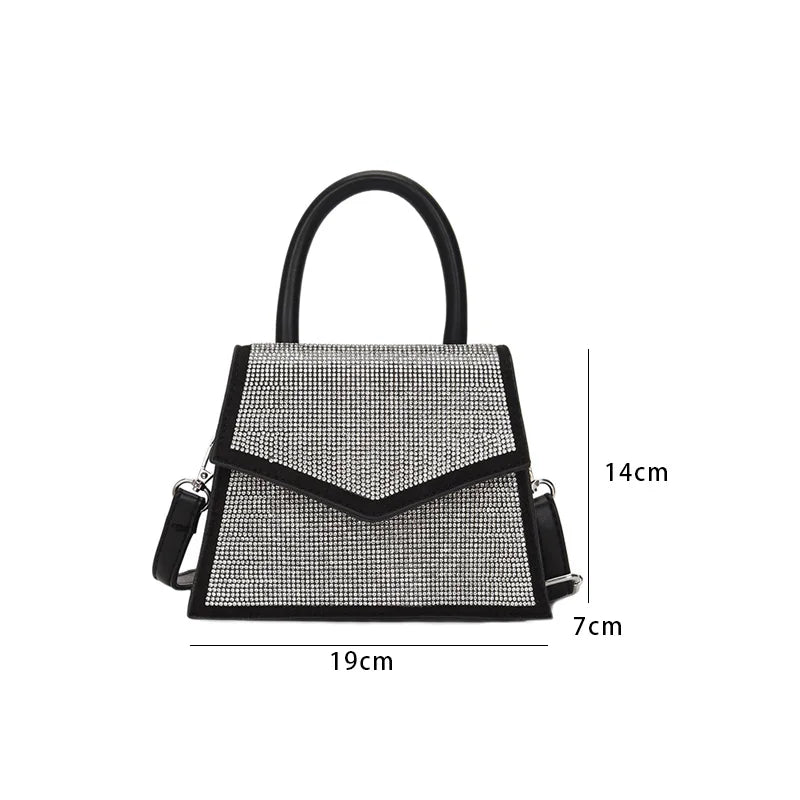 Luxury Diamond Bling Pu Leather Handbags for Women 2022 New High Quality Flap Design Shoulder Crossbody Bag Sac Femme