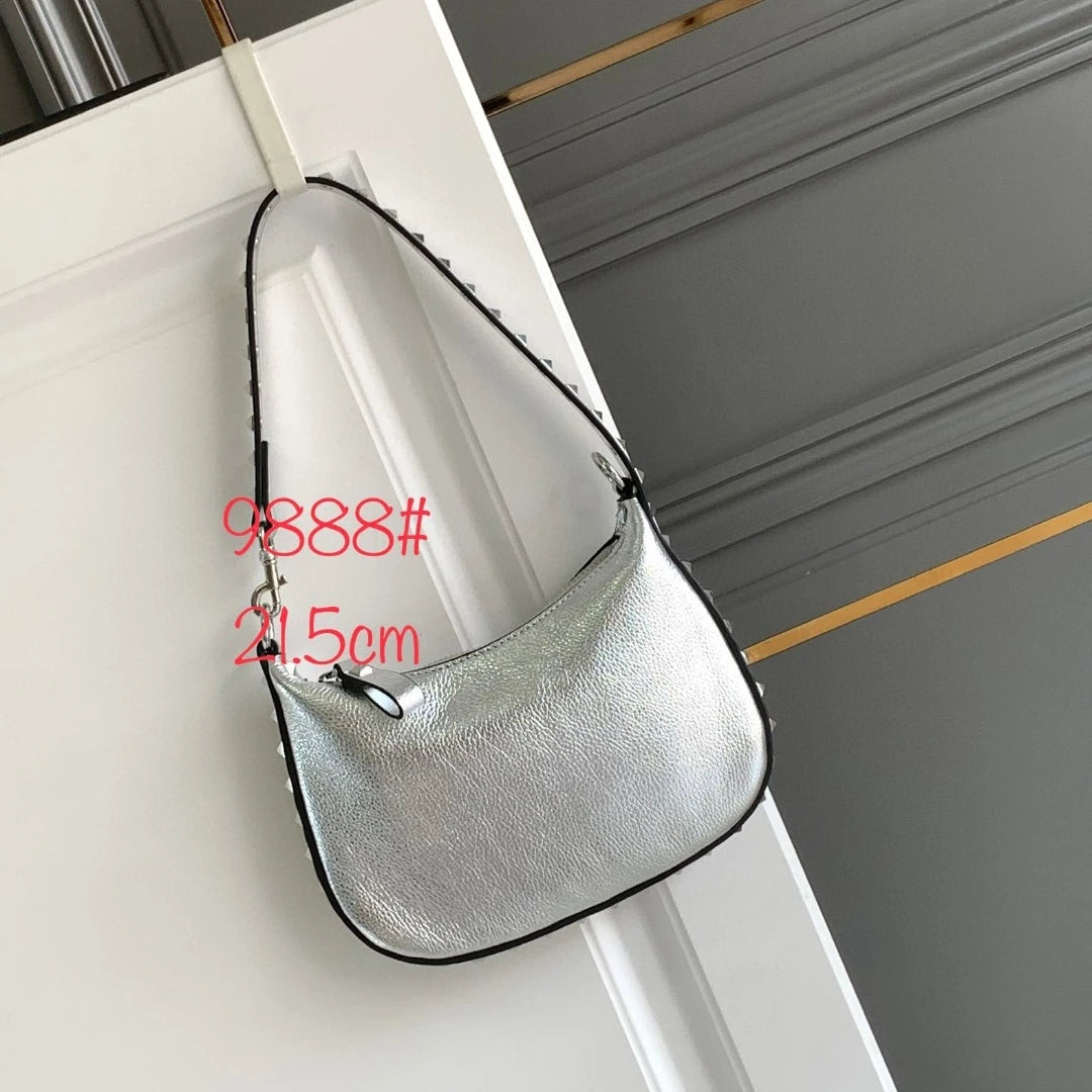 Handbags for Women 2024 Gold Luxury Designer Stud Hobo Bags Shape Rivet Soft Evenlope Bag Small Shoulder Silver Evening Clutch