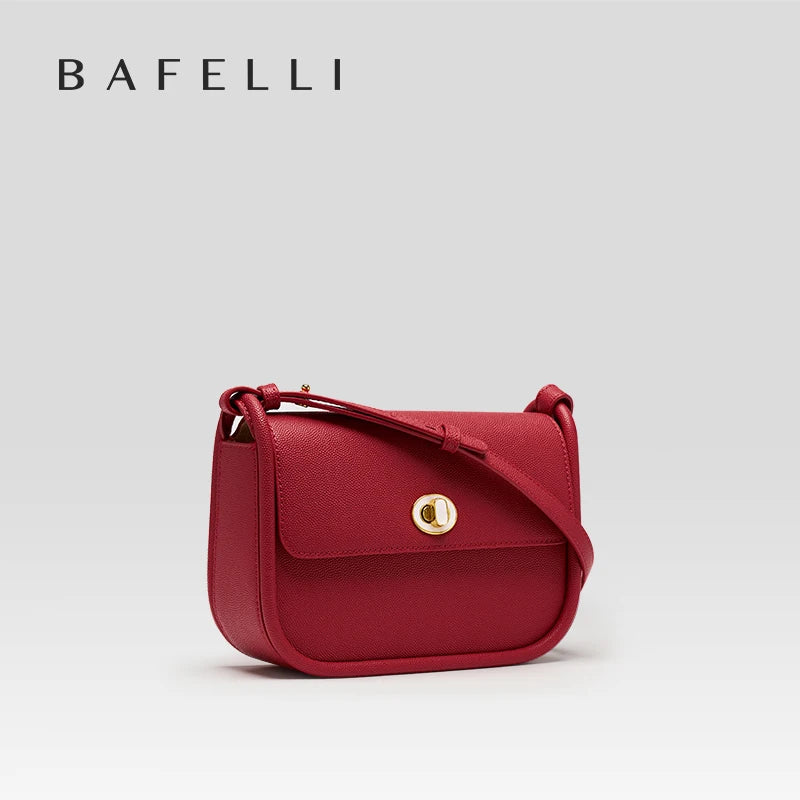 BAFELLI 2024 WOMEN'S NEW TREND LEATHER SADDLE BAGS FASHION STYLE ORIGINAL DESIGNER LUXURY BRAND CASUAL CROSSBODAY PURSE SHOULDER