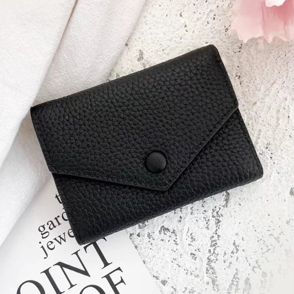 Luxury Designer Woman's Wallet Envelope Folding Coin Purse Custom Name Fashion Card Holder Genuine Leather Cowhide Money Clip