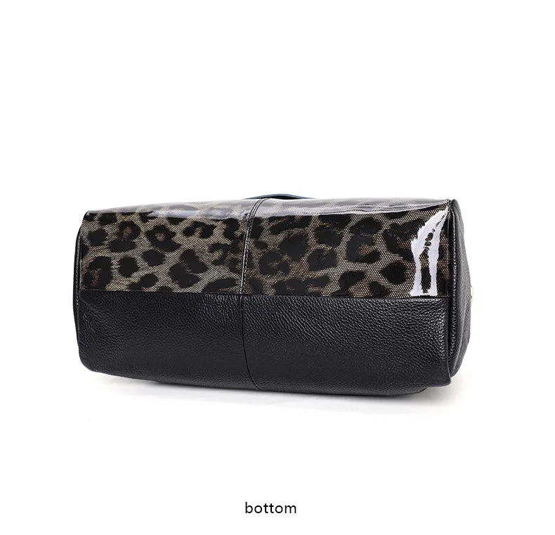 The fashionable leopard print women's handbag is made of high-quality cowhide and is a large and beautiful bag