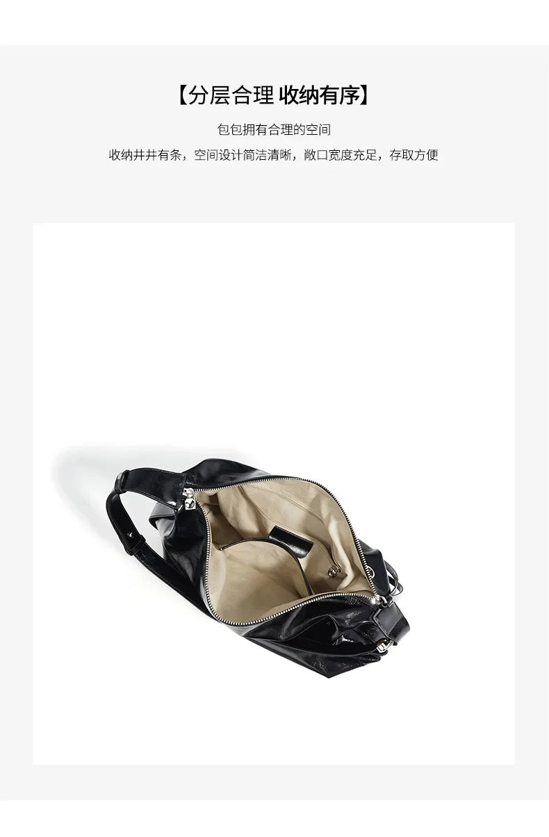 2025 Retro Oil Wax Pitot Bag Large Capacity Advanced Sense Single Shoulder Crossbody Designer Luxury Bag