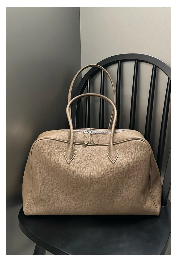 New Large Flipped High-grade Commuter Laptop Pillow Tote Marroon Natural Cow Leather Women Handbag Leisure Office Shoulder Bag