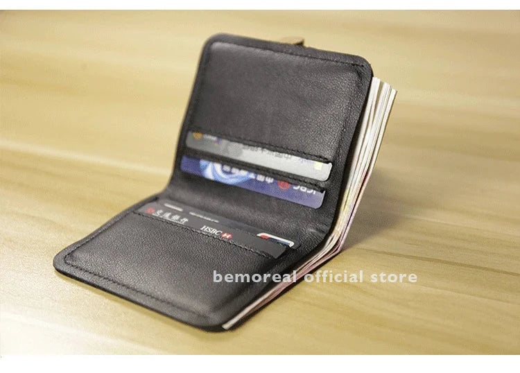 Genuine Leather Casual Men Wallet Luxury Design Short Purse Slim Card Holders Solid Money Bag Ultra Thin Minimalist Wallets