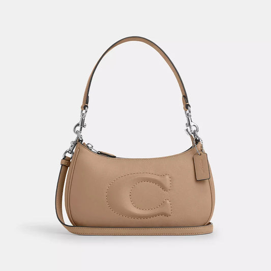 Coach Teri Shoulder Bag Cute Barrel Crossbody & Shoulder Bag With Leather Chain,Underarm Purse