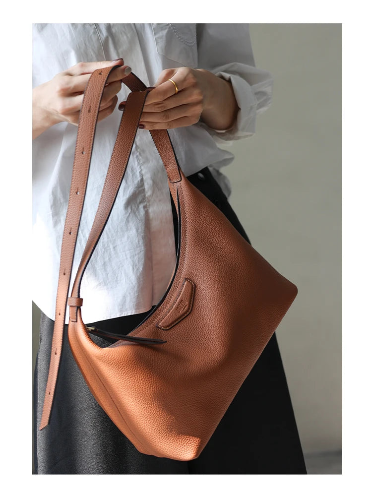 2022 New Arrival Underarm Bag Women Genuine Leather Crossbody Bag Fashion Female Nylon Handbag Luxury Messenger Purses