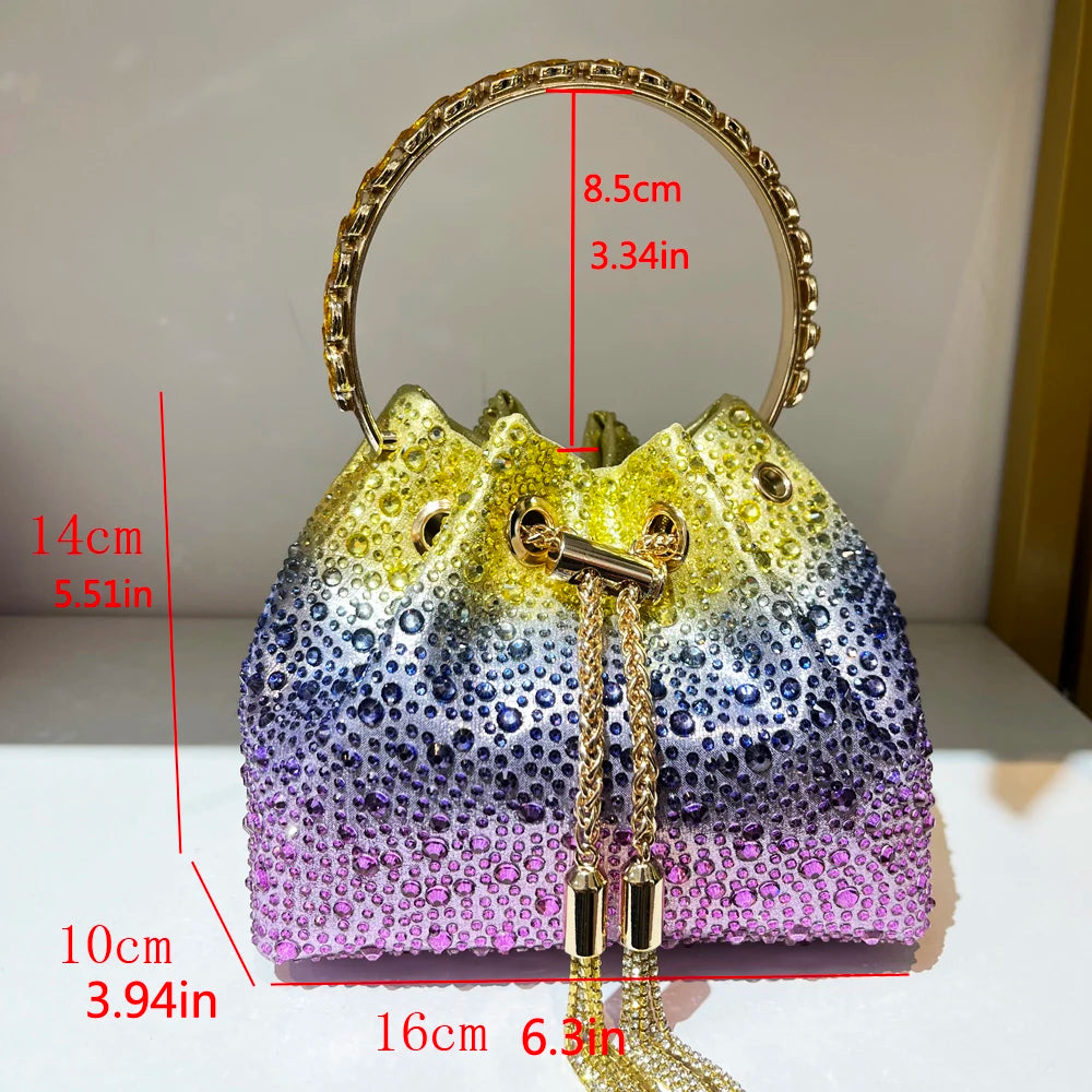 Handle Rhinestones Evening clutch Bag Purses and handbag luxury Designer shoulder bag Shiny Crystal Clutch purse bucket bag