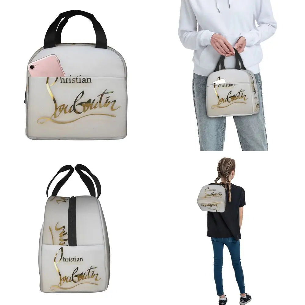 Christians High Heels Louboutins Insulated Lunch Bags Thermal Bag Meal Container Lady Beauty Large Tote Lunch Box Bento Pouch