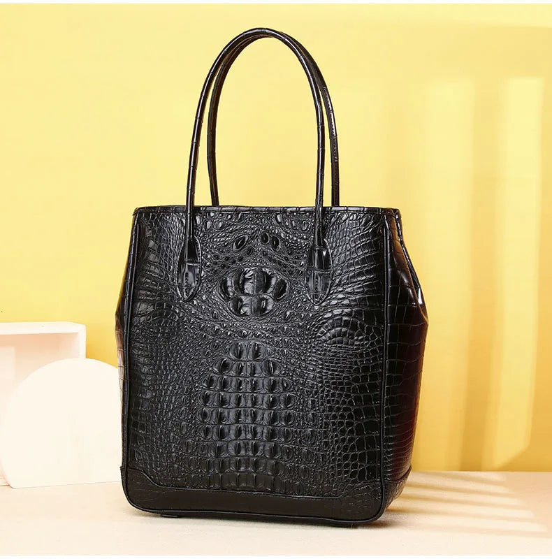 Genuine leather crocodile pattern large capacity high-quality women's handbag fashion luxury brand genuine leather women's bag