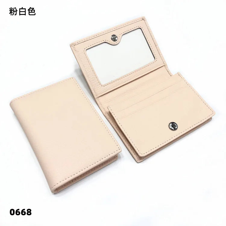 Custom Initials Business Card Holder Genuine Leather Folding Wallet ID Card Bag Woman Fashion Luxury Card Case Christmas Gift