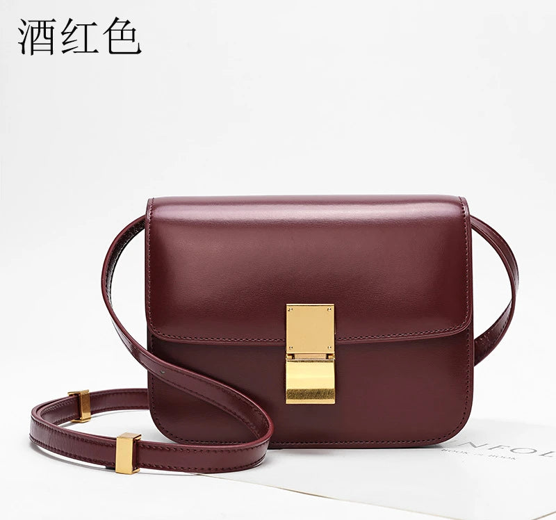 New Tofu Bag Luxury Brand Top Quality Smooth Genuine Leather One Shoulder Messenger Bag Fashion Women's Small Square Box Bag