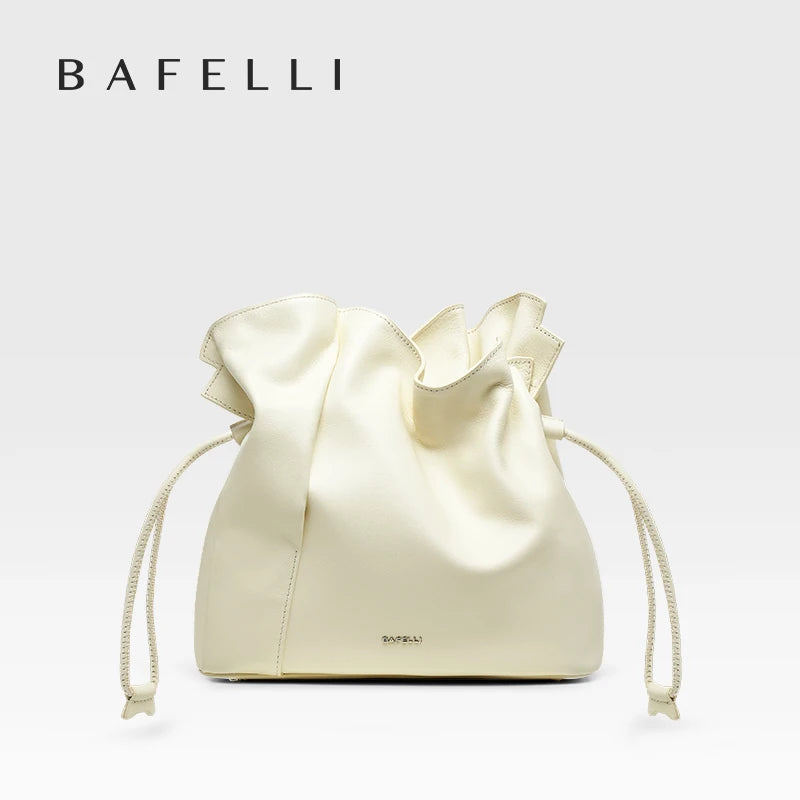 BAFELLI 2024 NEW WOMEN'S BAG LEATHER CASUAL BUCKET HANDBAGS FOR FEMALE TREND FASHION SHOPPER PURSE LUXURY BRAND SHOULDER