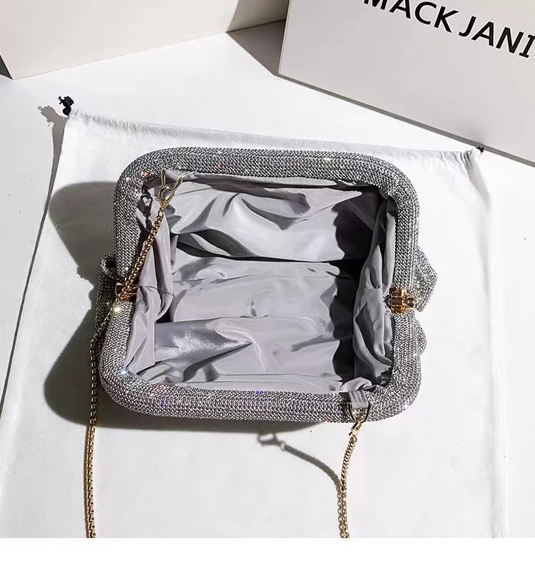 Luxury Designer Glitter Shiny Rhinestones Diamond Evening Bag Women's Handbag Wedding Party Clutch Purse Shoulder Crossbody Bag