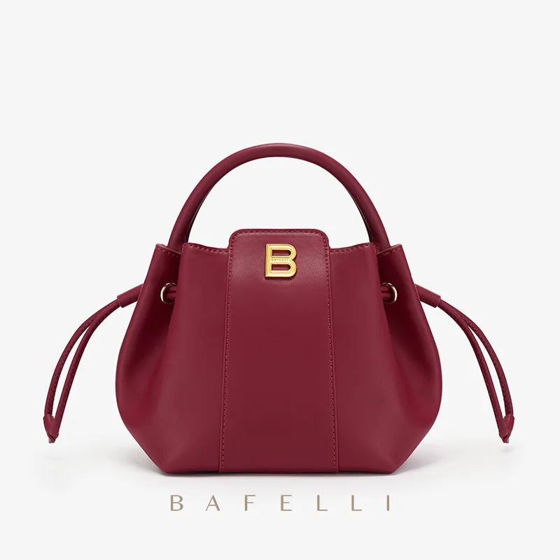 BAFELLI 2023 WOMEN'S HANDBAG BUCKET BAG FASHION LEATHER STYLISH SHOULDER LUXURY BRAND FEMALE DESIGNER PURSE CLASSIC