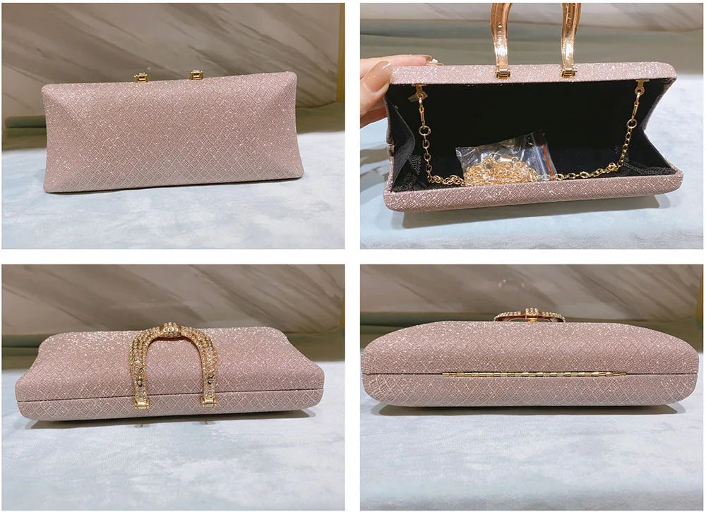 YYW Evening Bags For Women Fashion Gold Luxury Clutches And Purse Chain Shoulder Bags Handbags Banquet Glitter Clutch Sac A Main