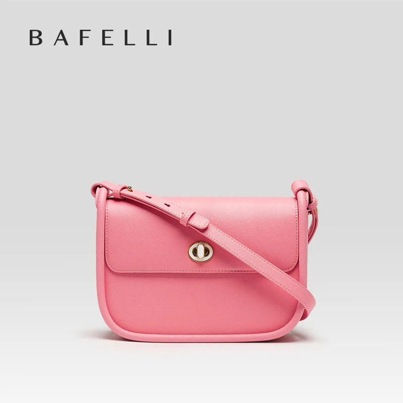 BAFELLI 2024 WOMEN'S NEW TREND LEATHER SADDLE BAGS FASHION STYLE ORIGINAL DESIGNER LUXURY BRAND CASUAL CROSSBODAY PURSE SHOULDER