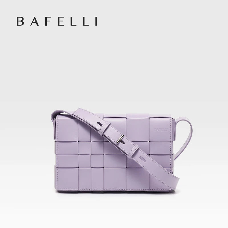 BAFELLI HANDBAG 2023 NEW WOVEN FASHION GENUINE LEATHER BOX BAG SHOULDER CROSSBODY PURSE WOMEN'S FEMALE LUXURY BRAND CLASSICAL