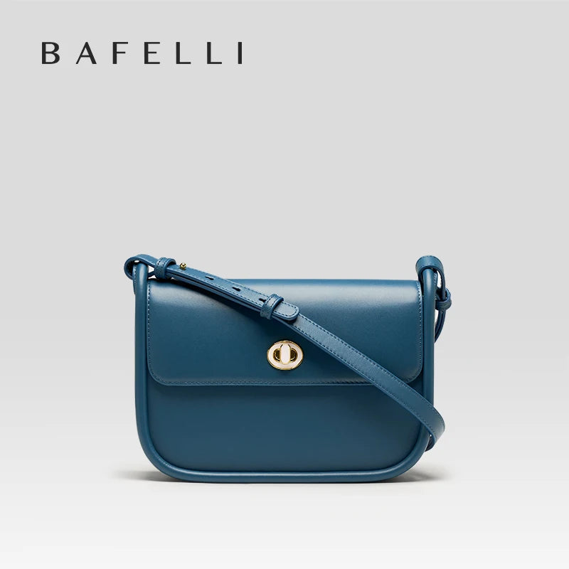 BAFELLI 2024 WOMEN'S NEW TREND LEATHER SADDLE BAGS FASHION STYLE ORIGINAL DESIGNER LUXURY BRAND CASUAL CROSSBODAY PURSE SHOULDER