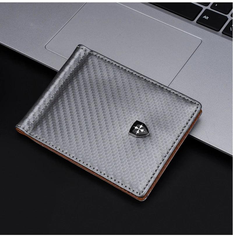 Free Name Engraving Men RFID Wallets Simple Card Holders Luxury Brand Male Carbon Fiber Card Clips Slim Mini Men's Money Clips