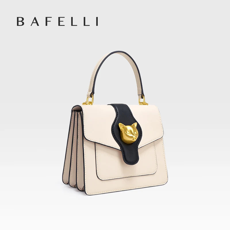 BAFELLI 2024 WOMEN'S BUSINESS STYLISH SHOPPER BAG LADY DESIGN HANDBAGS ORIGINAL BRAND PURSE SHOULDER CROSSBODY  NEW CAT LEATHER