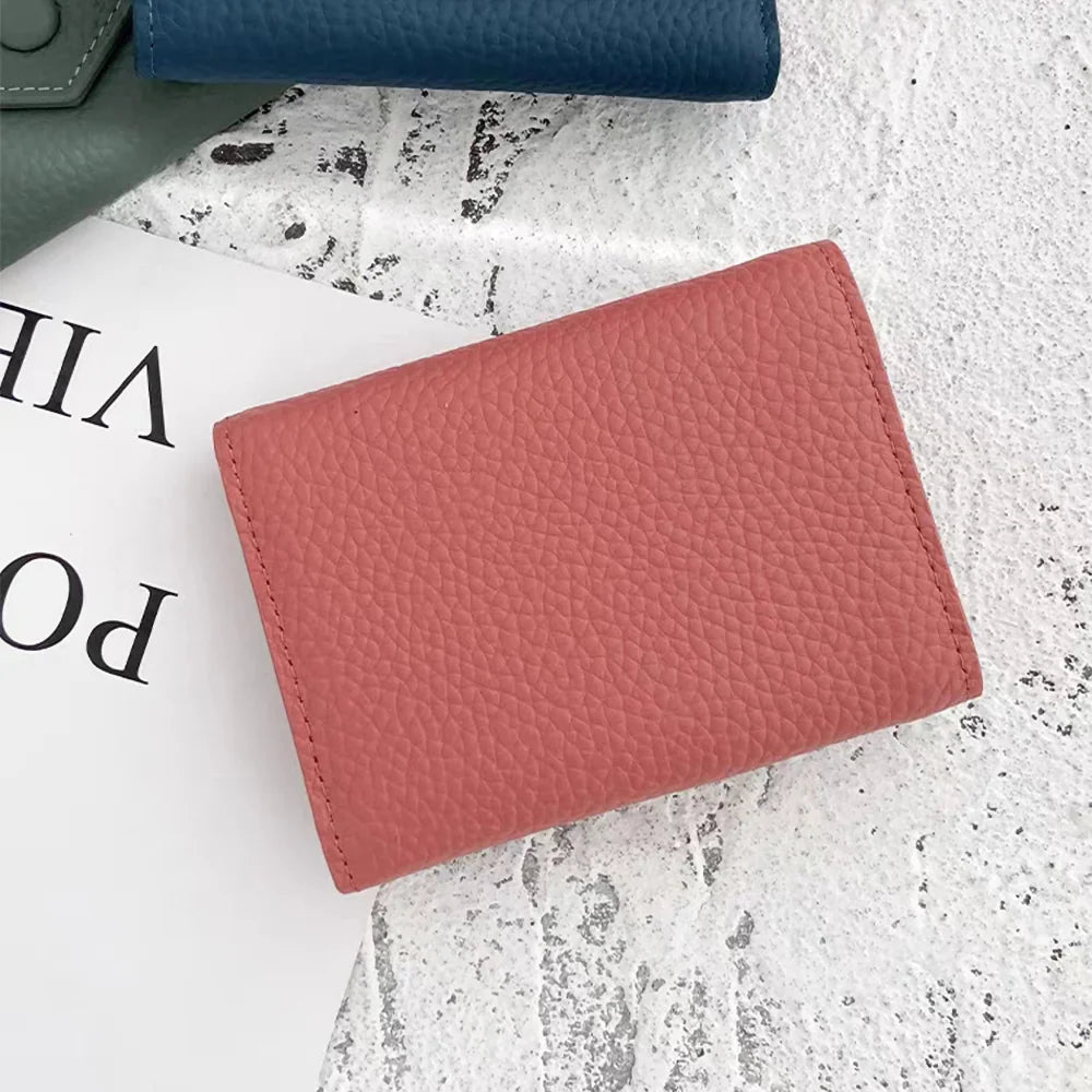 Luxury Designer Woman's Wallet Envelope Folding Coin Purse Custom Name Fashion Card Holder Genuine Leather Cowhide Money Clip