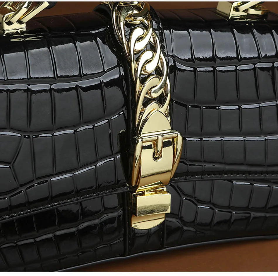 Real leather Handbag women's bag Crocodile patterned cowhide fashion luxury ladies handbags famous brand Women's leather bags