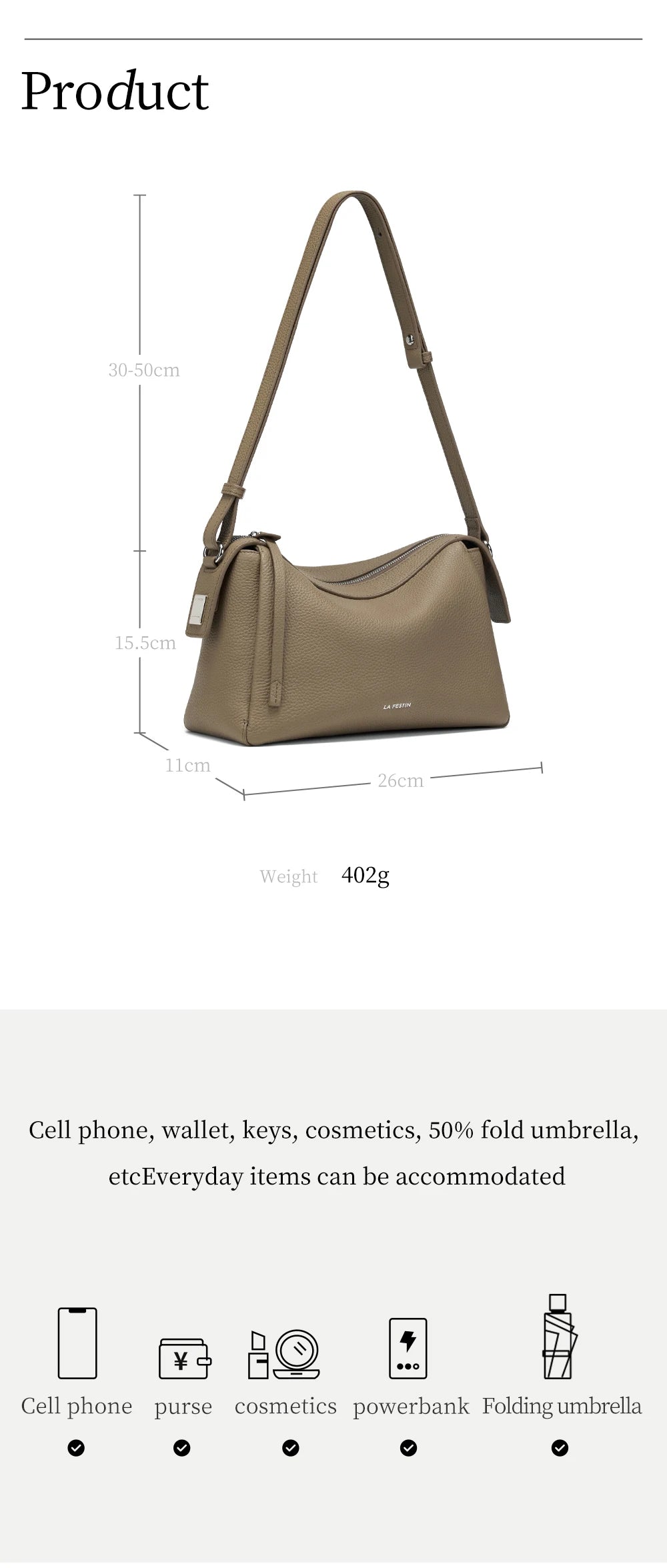 LA FESTIN Original Brand 2024 New Women's bag Large Capacity Bags Shoulder Bags Ladies Handbag Leather Bag Fashion Crossbody Bag