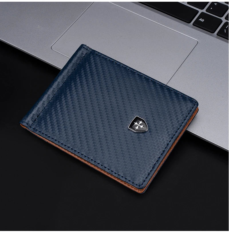 Free Name Engraving Men RFID Wallets Simple Card Holders Luxury Brand Male Carbon Fiber Card Clips Slim Mini Men's Money Clips