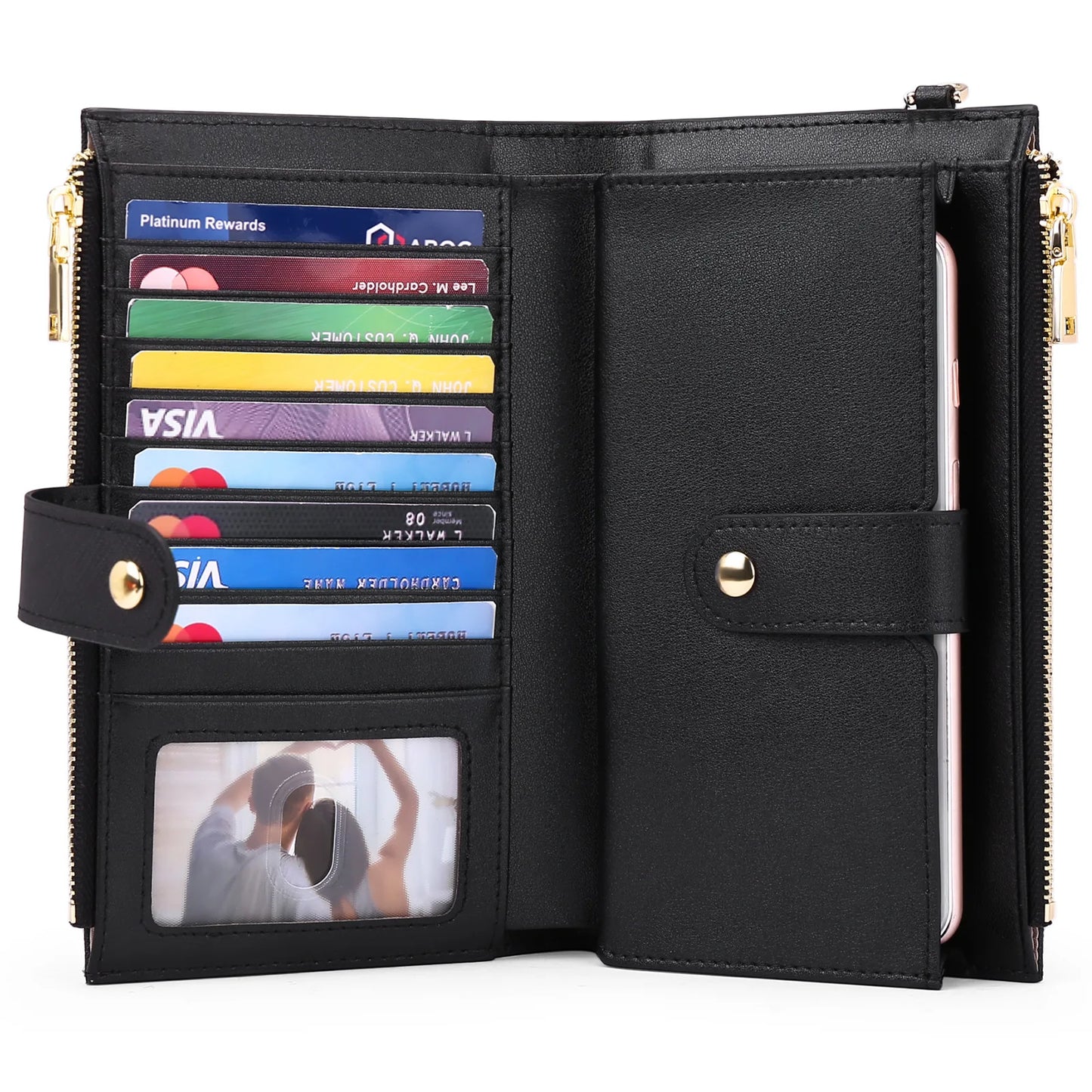 Genuine Leather Women Wallets RFID Female Long Clutch Luxury Brand Money Bag Zipper Coin Purse Cell Phone Cardholder Wallet 2022