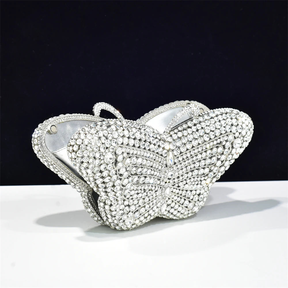 Female Luxury Diamonds Cute Handbags Ladies Bridal Party Gift Butterfly Shape Clutches Elegant Banquet Purse Evening Bags