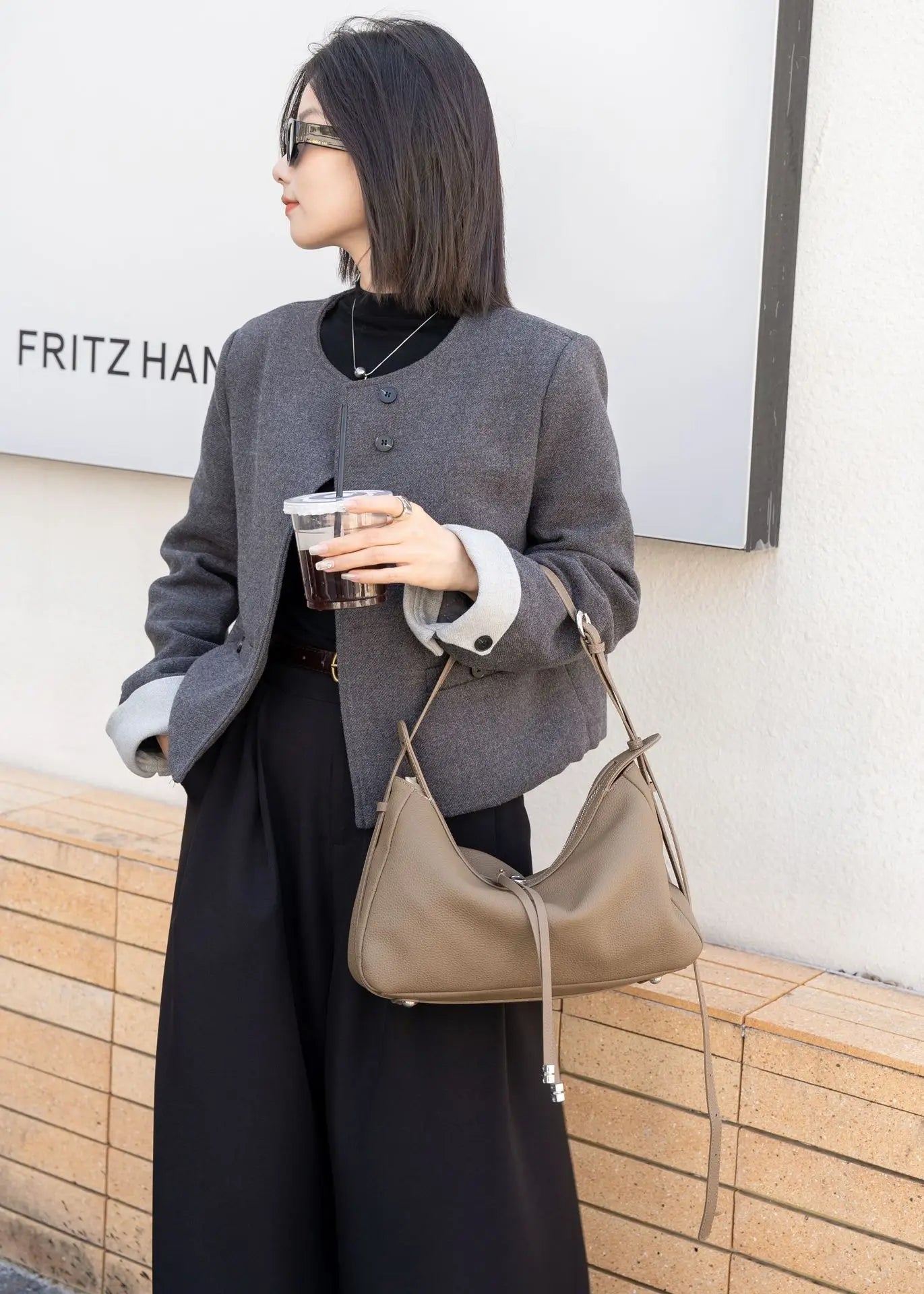 New Soft Chic Design Stylish Practical Women Crossbody Bag Grey Genuine Cow Leather Female Shoulder Bag High-end Armpit Purse