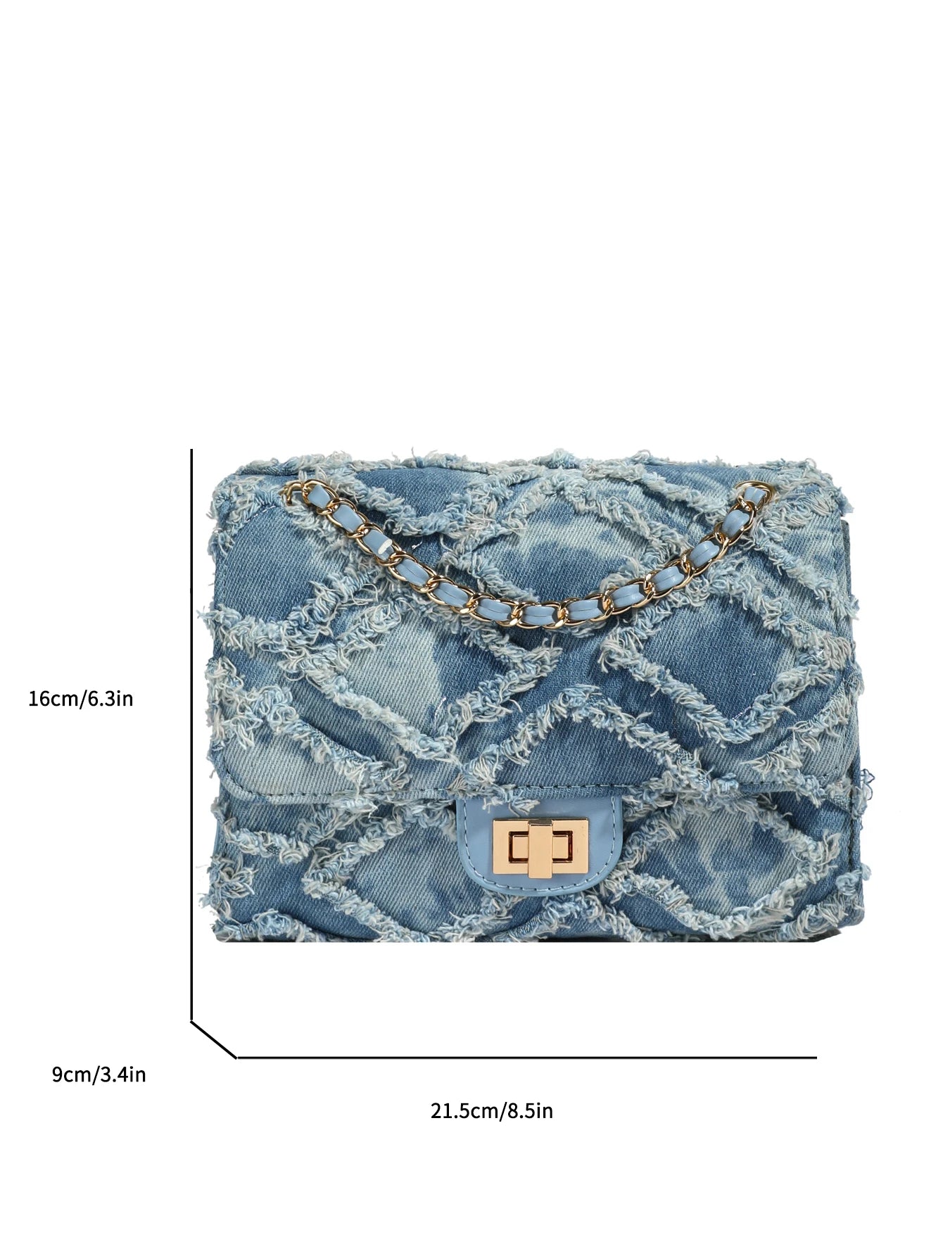 Denim small square bag women's flip chain shoulder bag is suitable for girls, women, college students, new professionals and whi