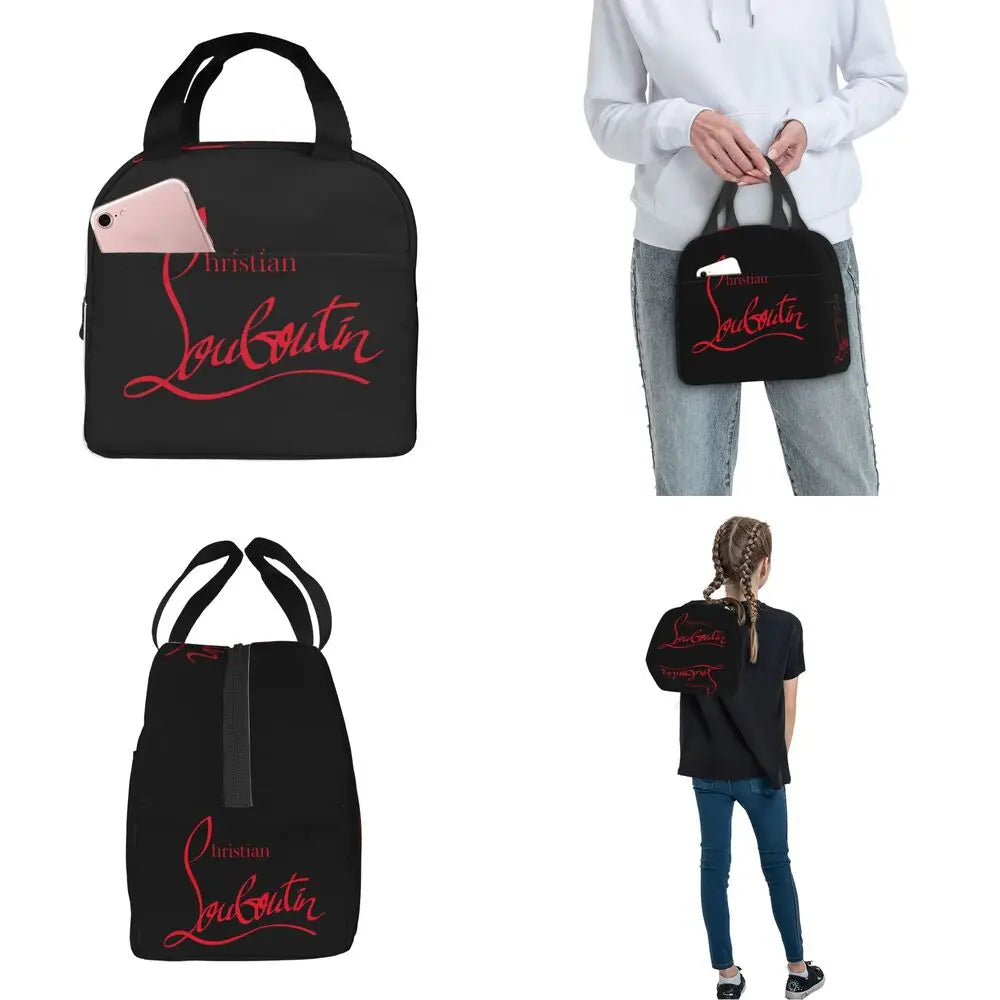 Christians High Heels Louboutins Insulated Lunch Bags Thermal Bag Meal Container Lady Beauty Large Tote Lunch Box Bento Pouch