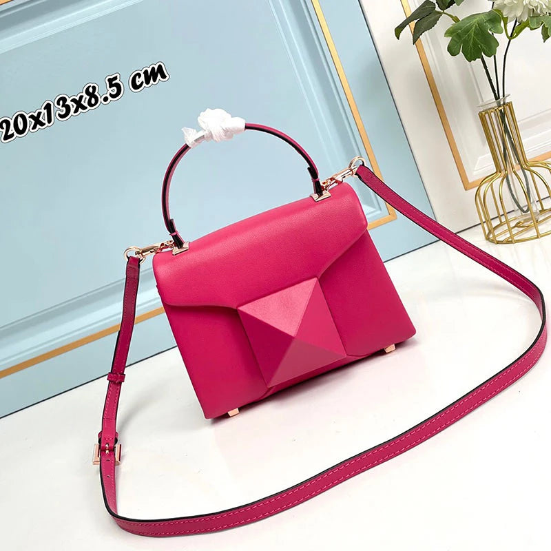 Women's Luxury Large Rivet Handbag Soft Genuine Leather One Shoulder Bag Fashion Lady Purse Evening Party Clutch Bag 2023 New