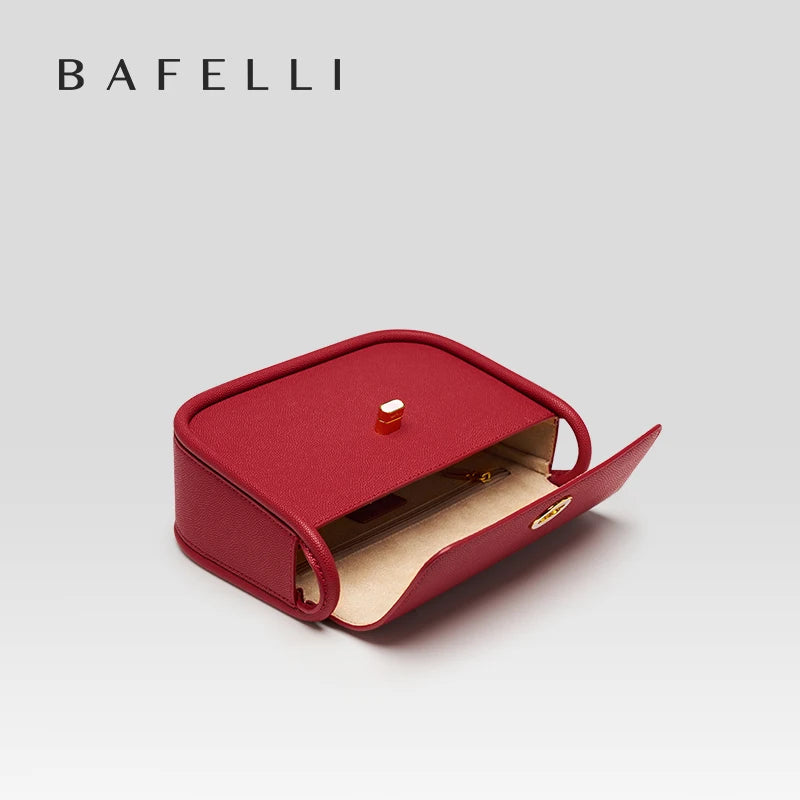 BAFELLI 2024 WOMEN'S NEW TREND LEATHER SADDLE BAGS FASHION STYLE ORIGINAL DESIGNER LUXURY BRAND CASUAL CROSSBODAY PURSE SHOULDER