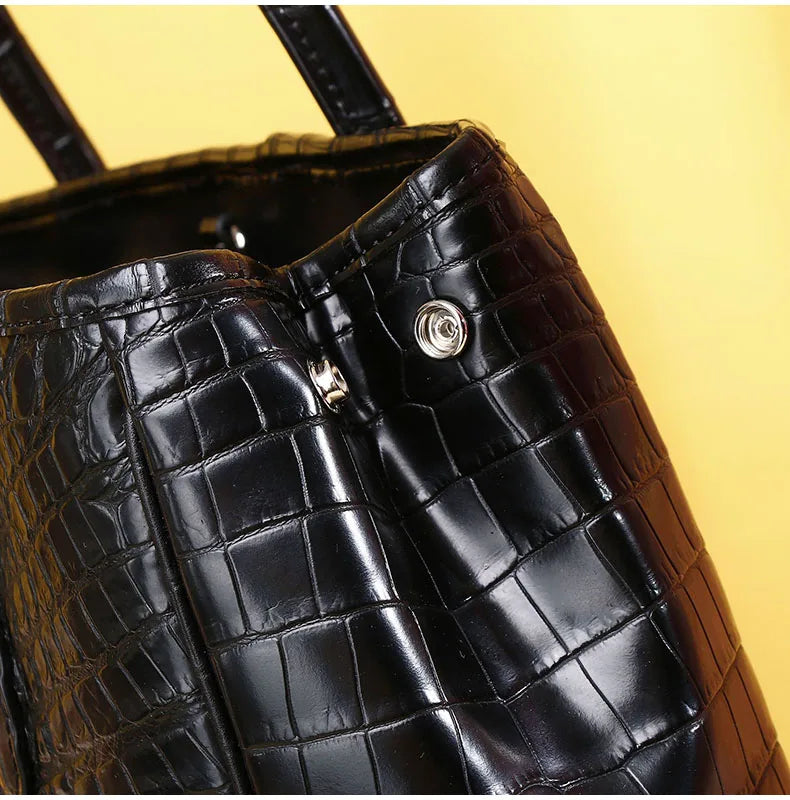 Genuine leather crocodile pattern large capacity high-quality women's handbag fashion luxury brand genuine leather women's bag