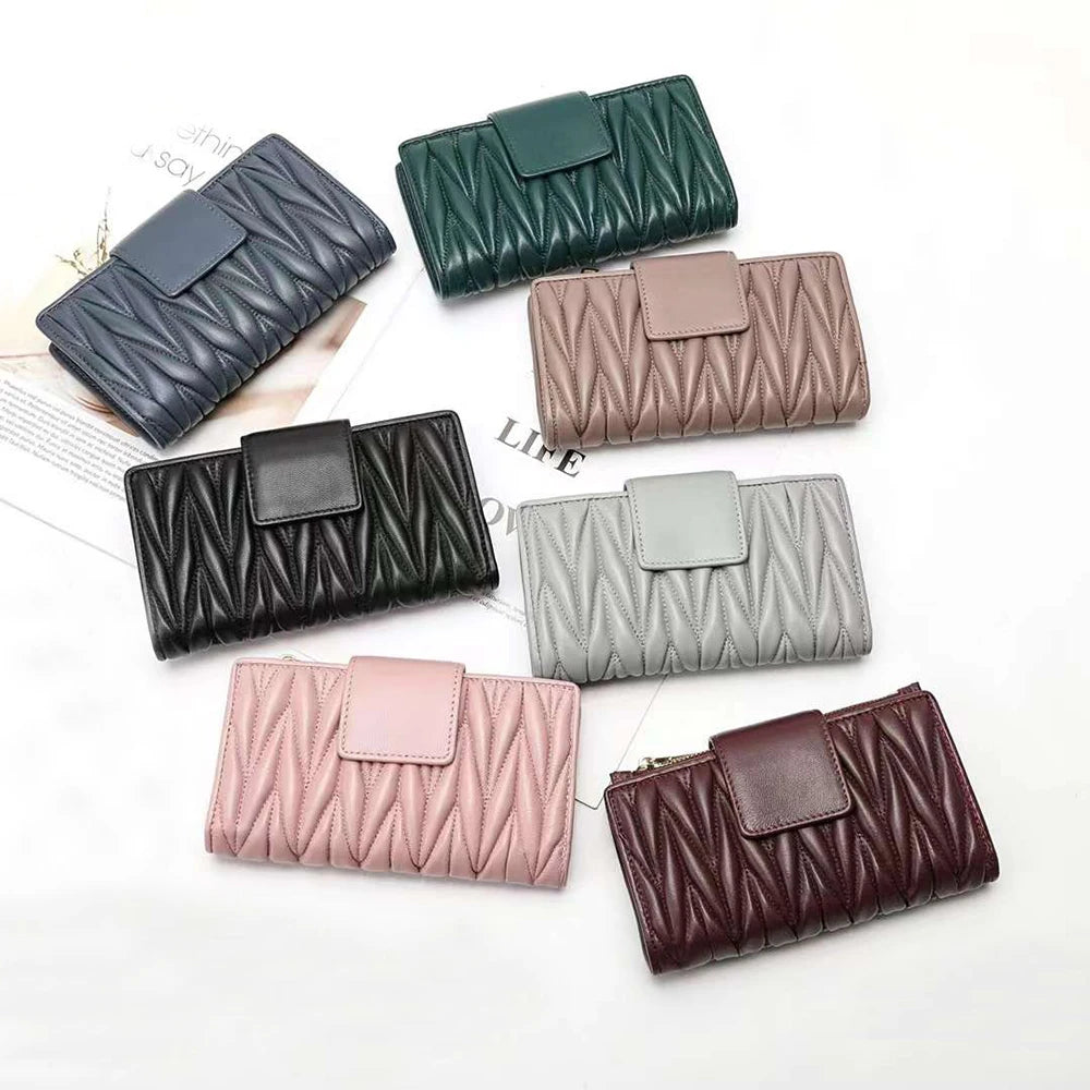 100% Genuine Leather Women Long Wallet Luxury Designer Round Hasp Female Phone Clutch Bag Large Capacity Cowhide Mobile Purse