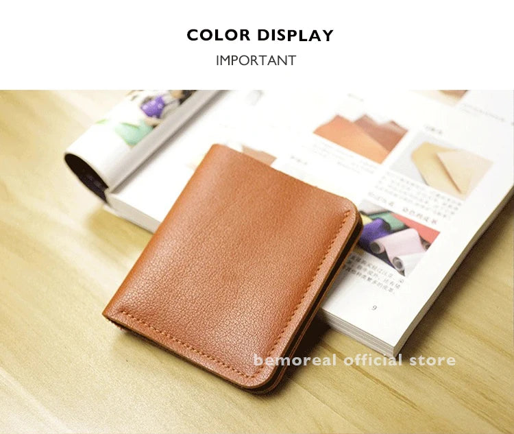 Genuine Leather Casual Men Wallet Luxury Design Short Purse Slim Card Holders Solid Money Bag Ultra Thin Minimalist Wallets