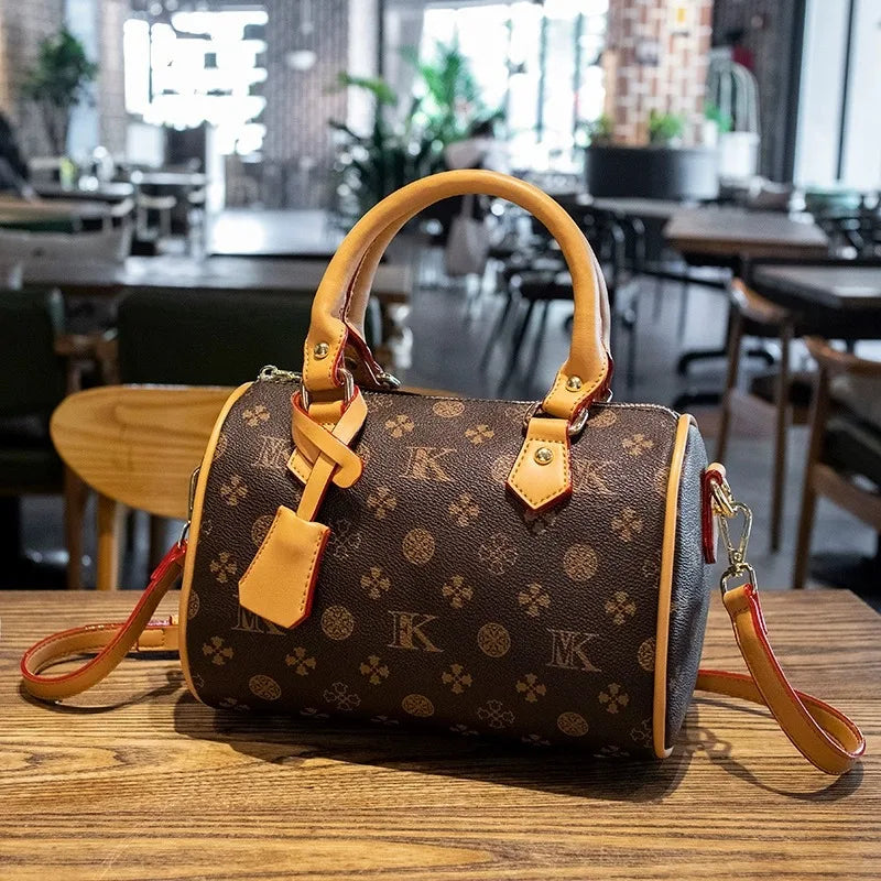 Fashionable Luxury Brand Mini Boston Pillow Handbag with High Texture and Temperament Casual Printed Letter Crossbody Bag