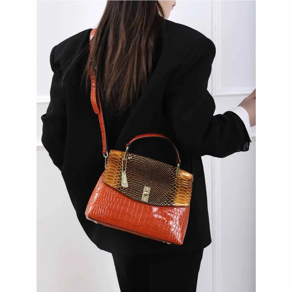 Designer Top Handle Satchel Handbags for Women Crocodile Handbag and Purse Leather Tote Bags Luxury  Womens Bag