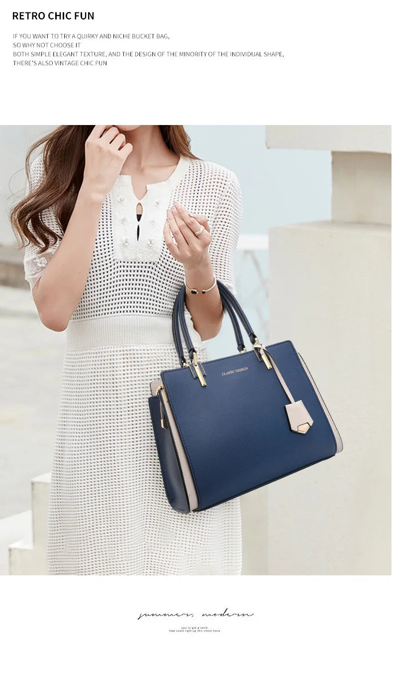 New Women's Handbag High end Fashion Versatile Cowhide Single Shoulder Crossbody Commuter Bag